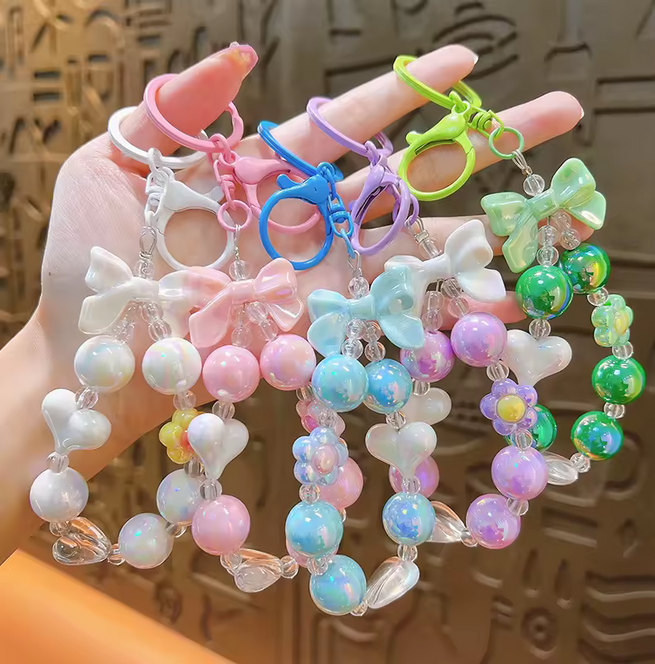 Candy Color Plated Bead Keychain