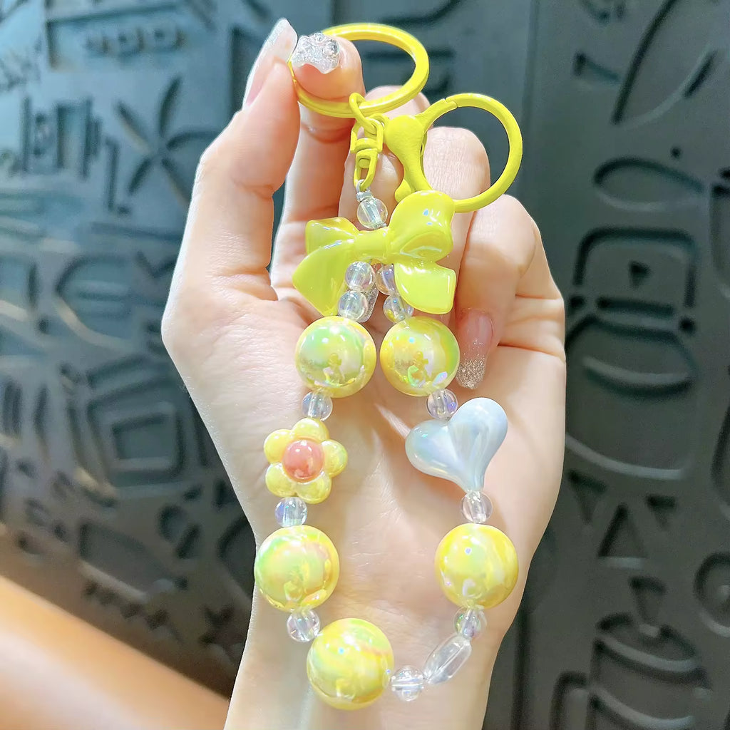 Candy Color Plated Bead Keychain